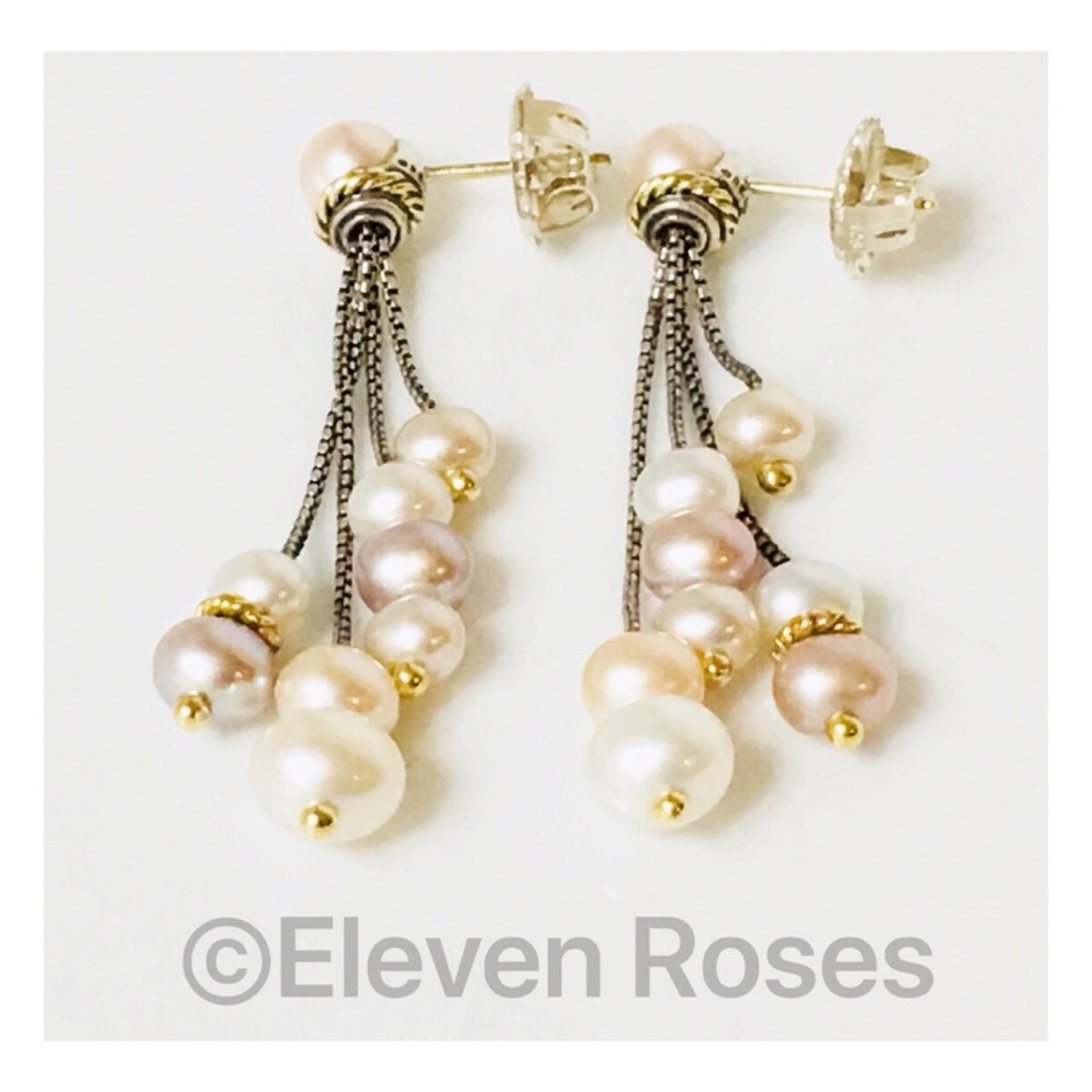 David Yurman Pearl Multi Chain Tassel Earrings - Picture 1 of 6